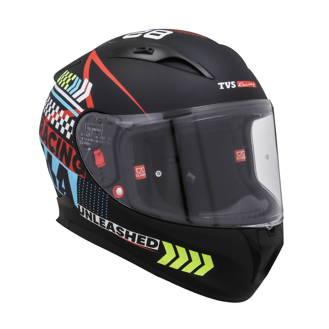 TVS Racing Dual Visor Helmet for Men – Anti-Fog Pin-Lock, Aerodynamic Design & DOT/ISI/ECE Certified – Premium Full Face Helmet For Men